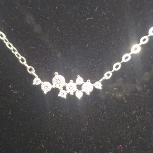 935 Sterling Silver Pendant necklace Chain:adjustable 18" Moissanite .063 CT NEW
